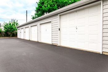 Garage doors Lined Up at Southwood Luxury Apartments, North Amityville, NY